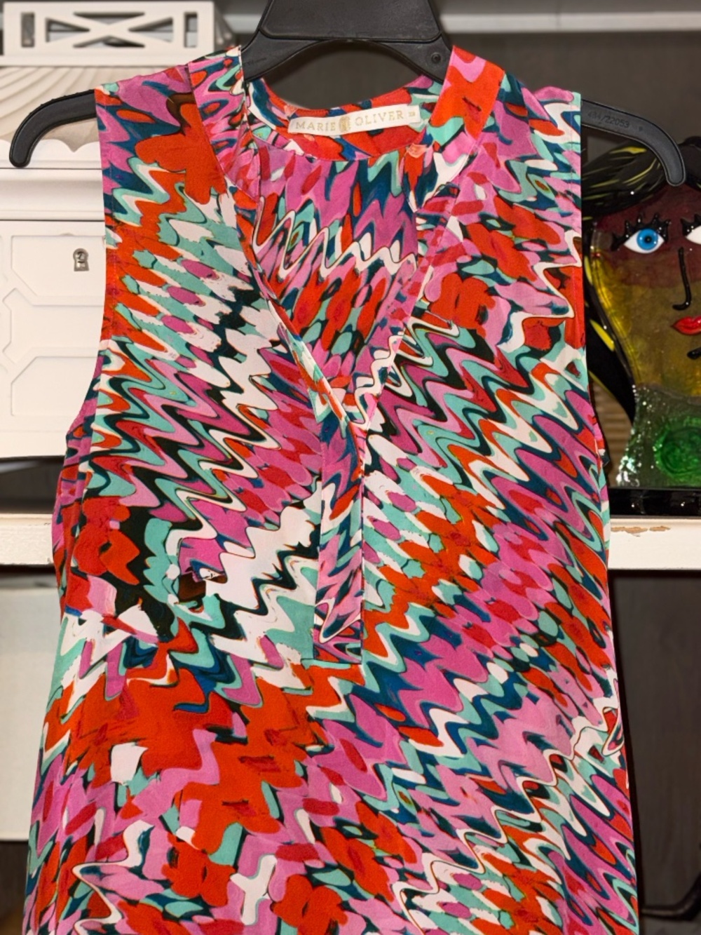 Marie Oliver XS Ellis midi dress vibrant psychedelic tie dye print silky - Picture 3 of 5